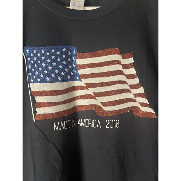 Flag Shirt Adult XL Dark Blue Short Sleeve Crew Neck 2018 Made In the USA Cotton - Picture 2 of 6